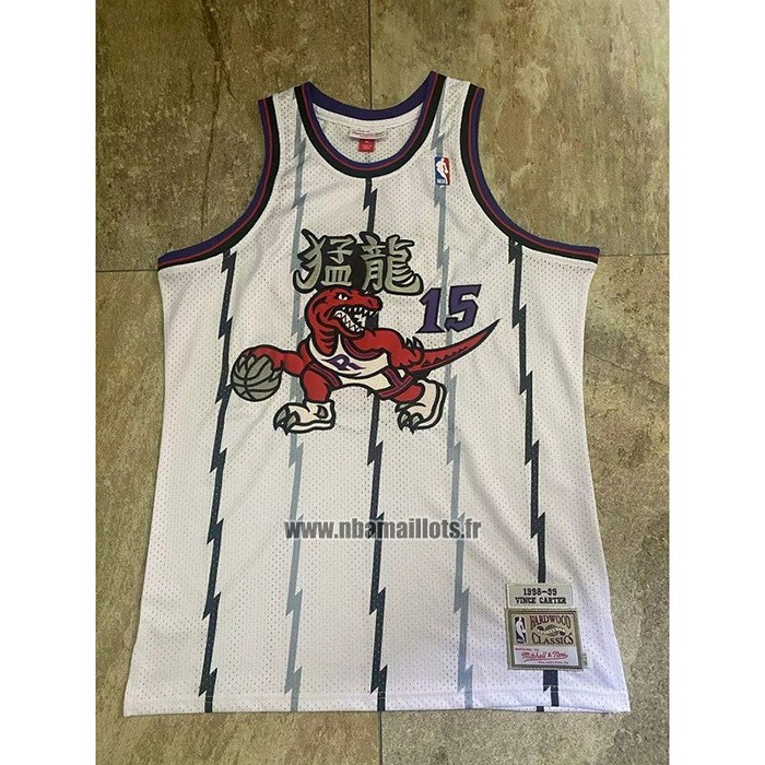 Maillot Tornto Raptors Vince Carter NO 15 Mitchell & Ness 1998-99 Blanc2